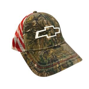 Chevy Camo American Flag Pattern Mesh Back SnapBack Mens Hat Western Outdoor